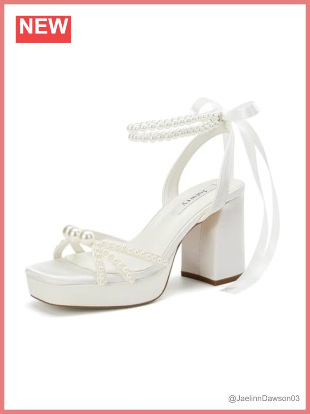 Pearl Platform Heels for Bride Wedding Shoes Block Heel Sandals